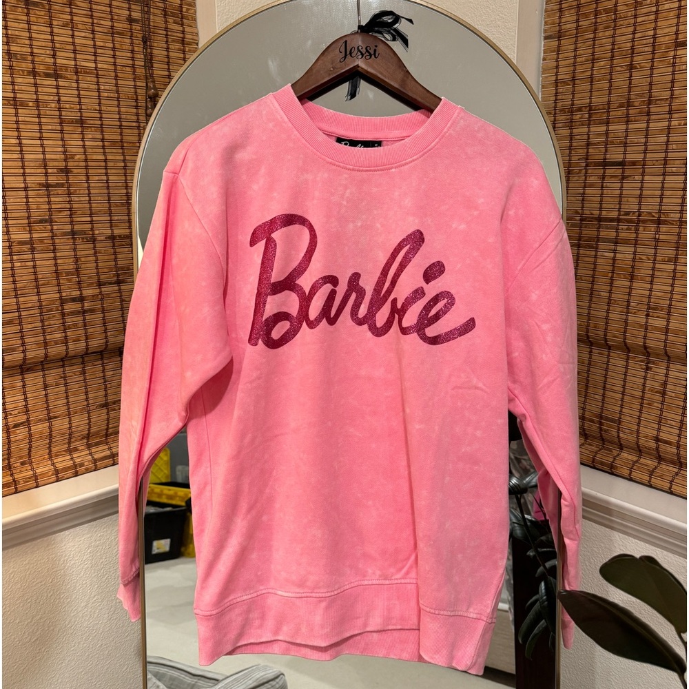 Barbie Sweatshirt, pink glitter, crewneck